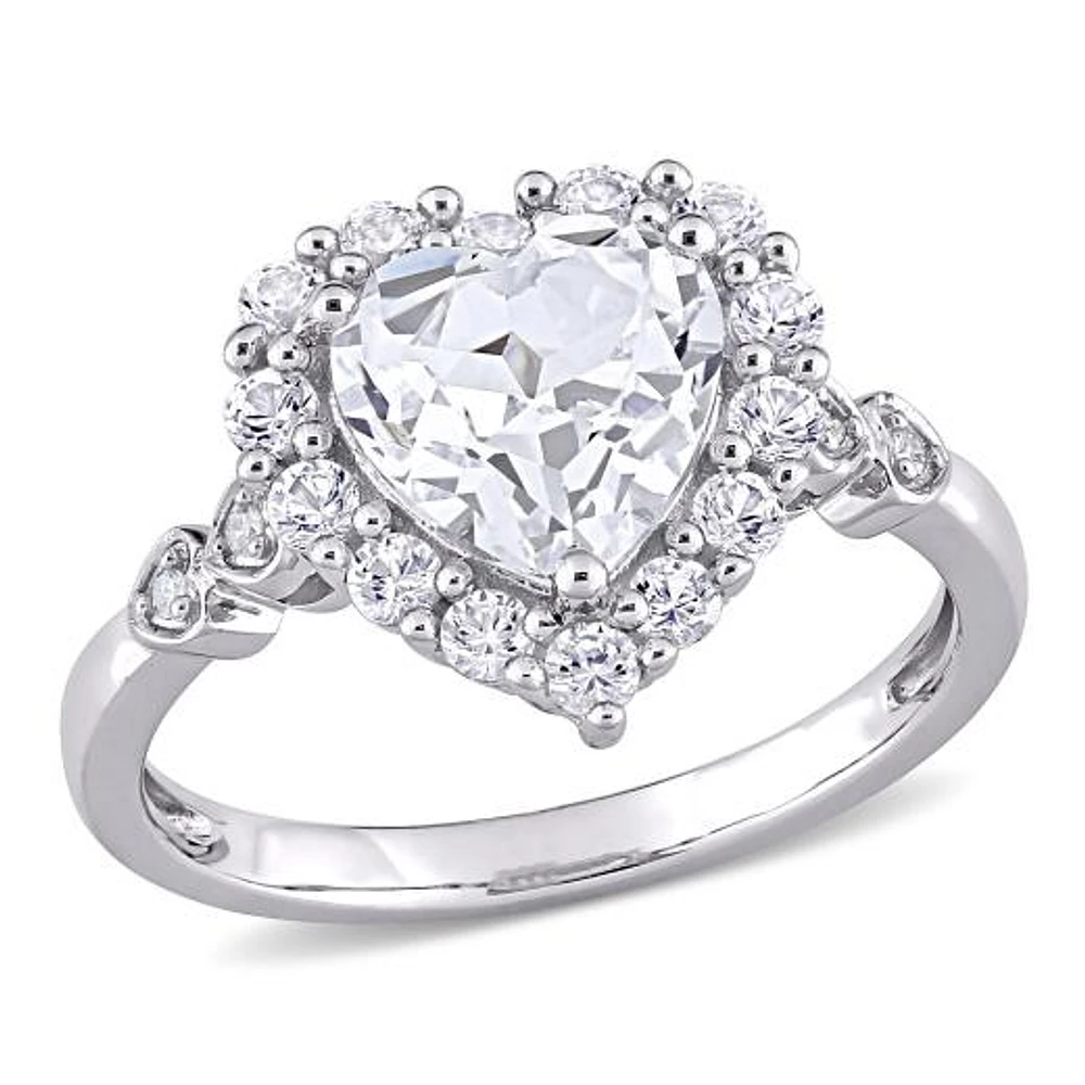 Julianna B 10K White Gold Created White Sapphire & Diamond Accent Ring