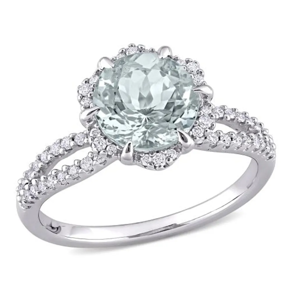 Julianna B 14K White Gold Aquamarine & 0.31CTW Diamond Ring