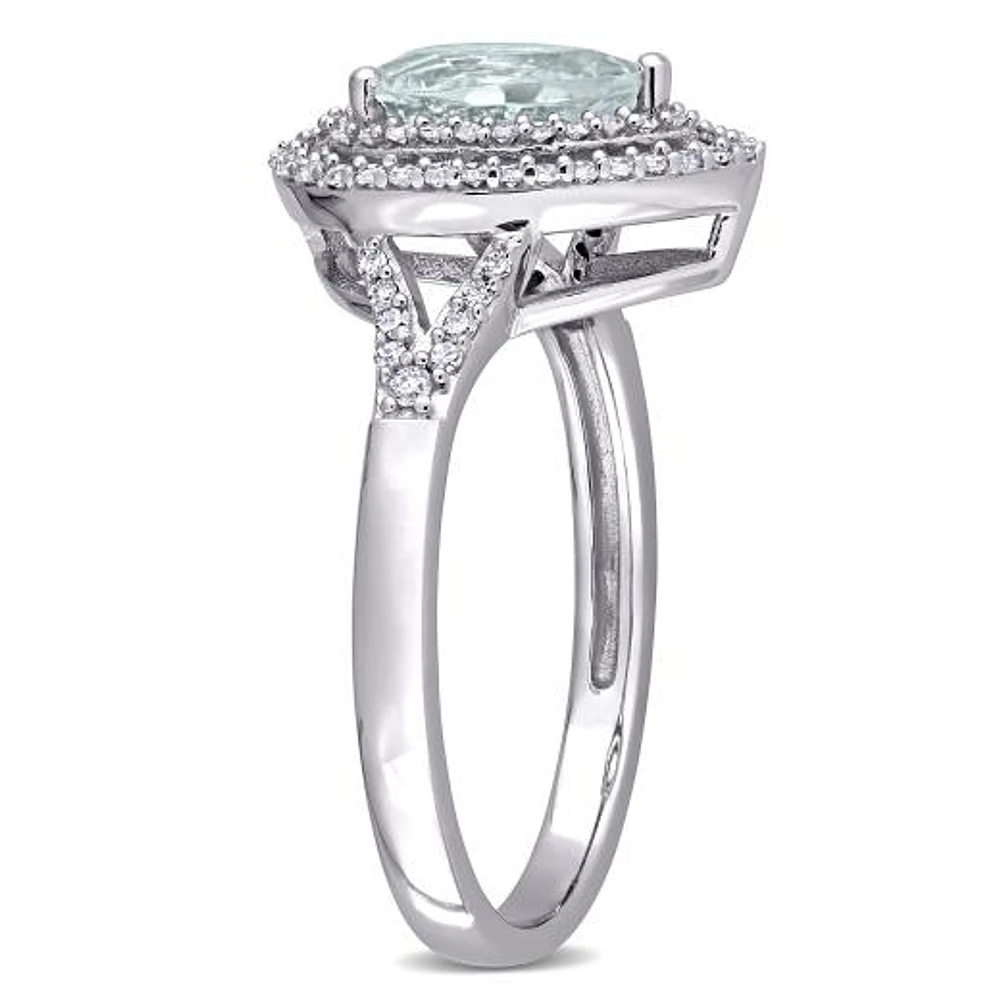 Julianna B 14K White Gold Aquamarine & 0.25CTW Diamond Ring