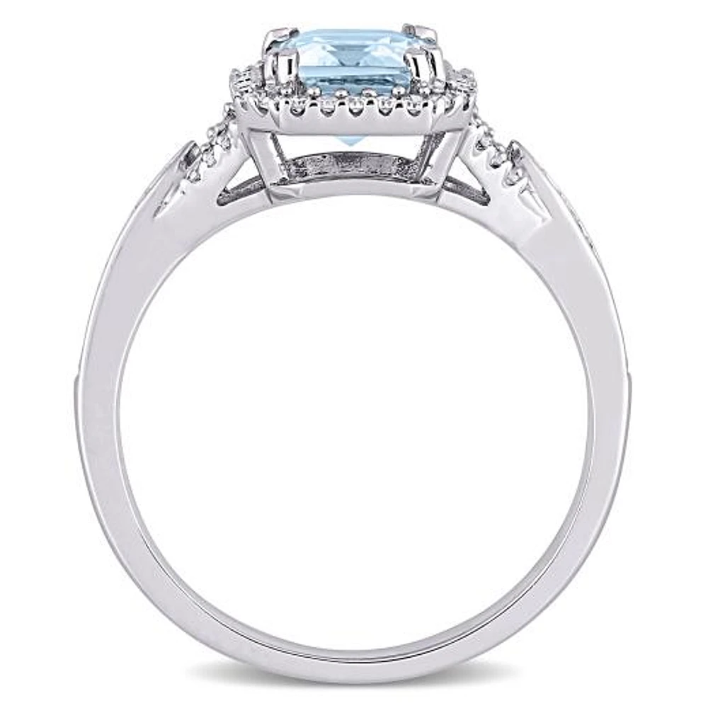 Julianna B 14K White Gold Aquamarine & 0.20CTW Diamond Ring
