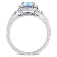 Julianna B 14K White Gold Aquamarine & 0.20CTW Diamond Ring