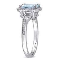 Julianna B 14K White Gold Aquamarine & 0.20CTW Diamond Ring