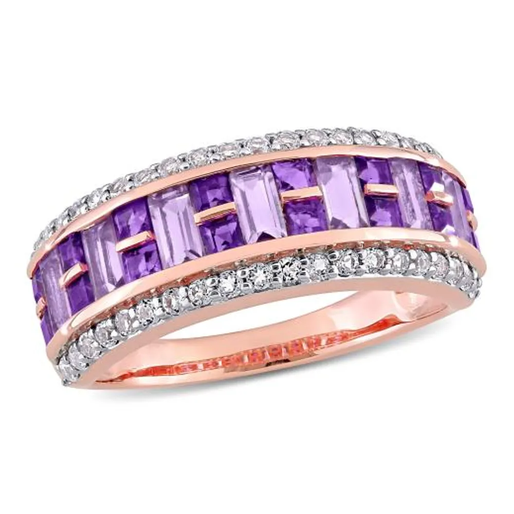 Julianna B 10K Rose Gold Amethyst & White Topaz Ring