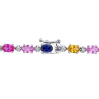 Julianna B Sterling Silver Multi-Colour Created Sapphire Tennis Bracelet