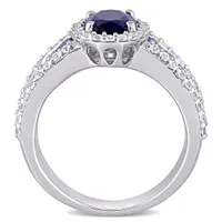 Julianna B Sterling Silver Created Created White Sapphire Halo Ring