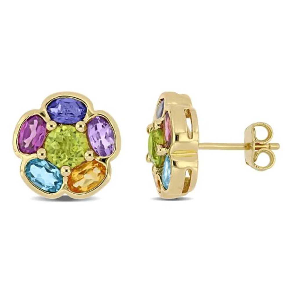 Julianna B Sterling Silver Multi Gemstone Floral Earrings