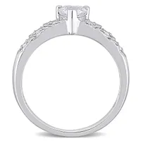 Julianna B Sterling Silver 0.06CTW Diamond & Created White Sapphire Ring