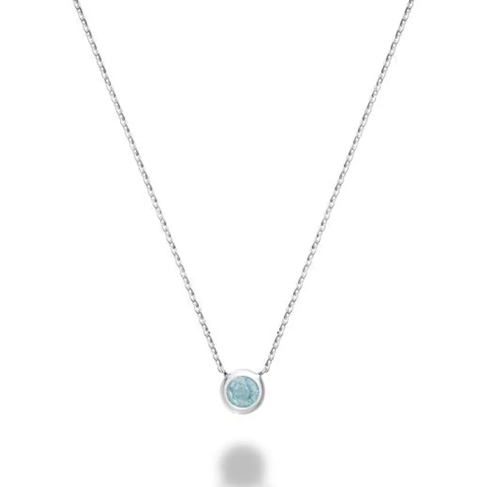 Les Bijoux 10k White Gold Bezel Set Aquamarine Necklace