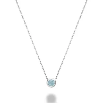 Les Bijoux 10k White Gold Bezel Set Aquamarine Necklace