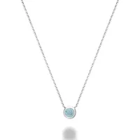 Les Bijoux 10k White Gold Bezel Set Aquamarine Necklace