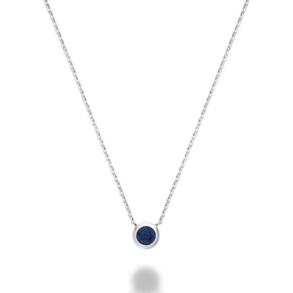 Les Bijoux 10K White Gold Bezel Set Blue Sapphire Necklace