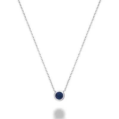 Les Bijoux 10K White Gold Bezel Set Blue Sapphire Necklace