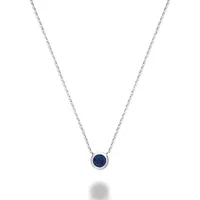 Les Bijoux 10K White Gold Bezel Set Blue Sapphire Necklace