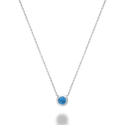 Les Bijoux 10k Gold Bezel Set Blue Topaz Necklace