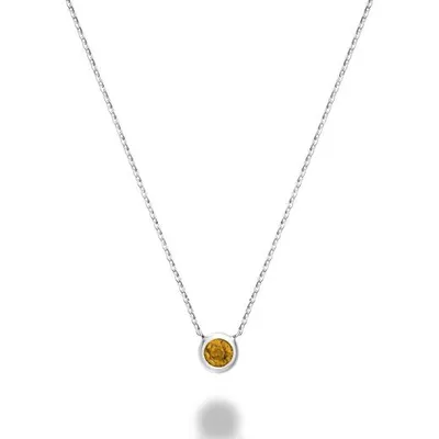 Les Bijoux 10k White Gold Bezel Set Citrine Necklace