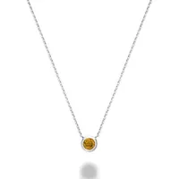 Les Bijoux 10k White Gold Bezel Set Citrine Necklace