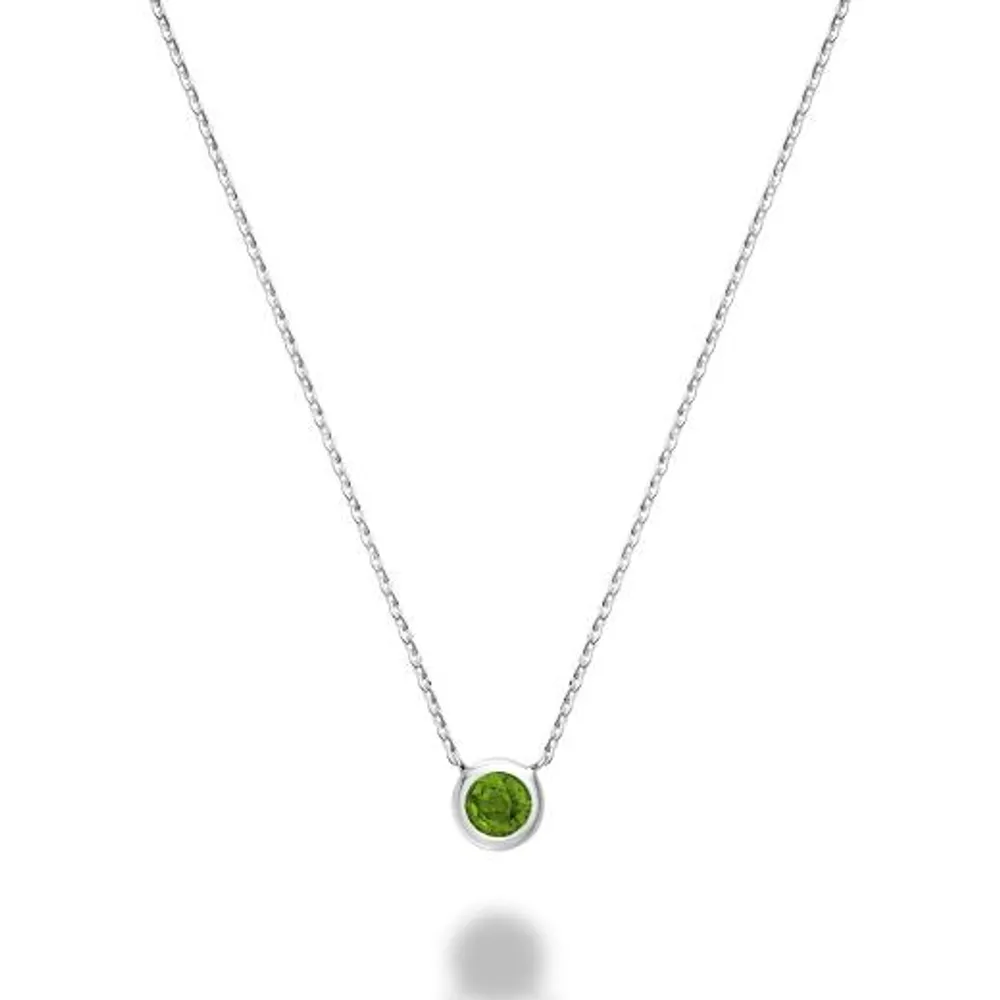 Les Bijoux 10k White Gold Bezel Set Peridot Necklace