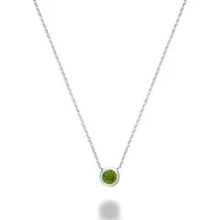 Les Bijoux 10k White Gold Bezel Set Peridot Necklace