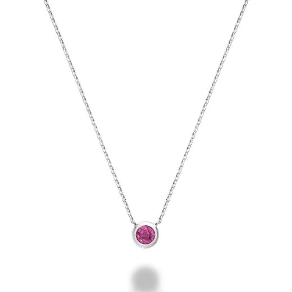 Les Bijoux 10k White Gold Bezel Set Topaz Necklace