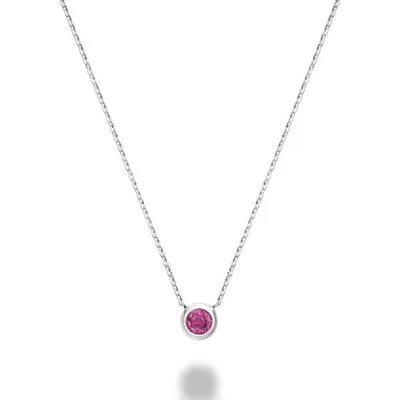 Les Bijoux 10k White Gold Bezel Set Topaz Necklace