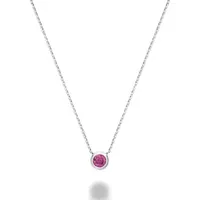 Les Bijoux 10k White Gold Bezel Set Topaz Necklace