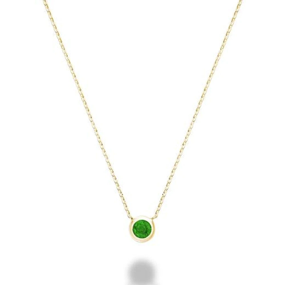 Les Bijoux 10k Yellow Gold Bezel Set Emerald Necklace