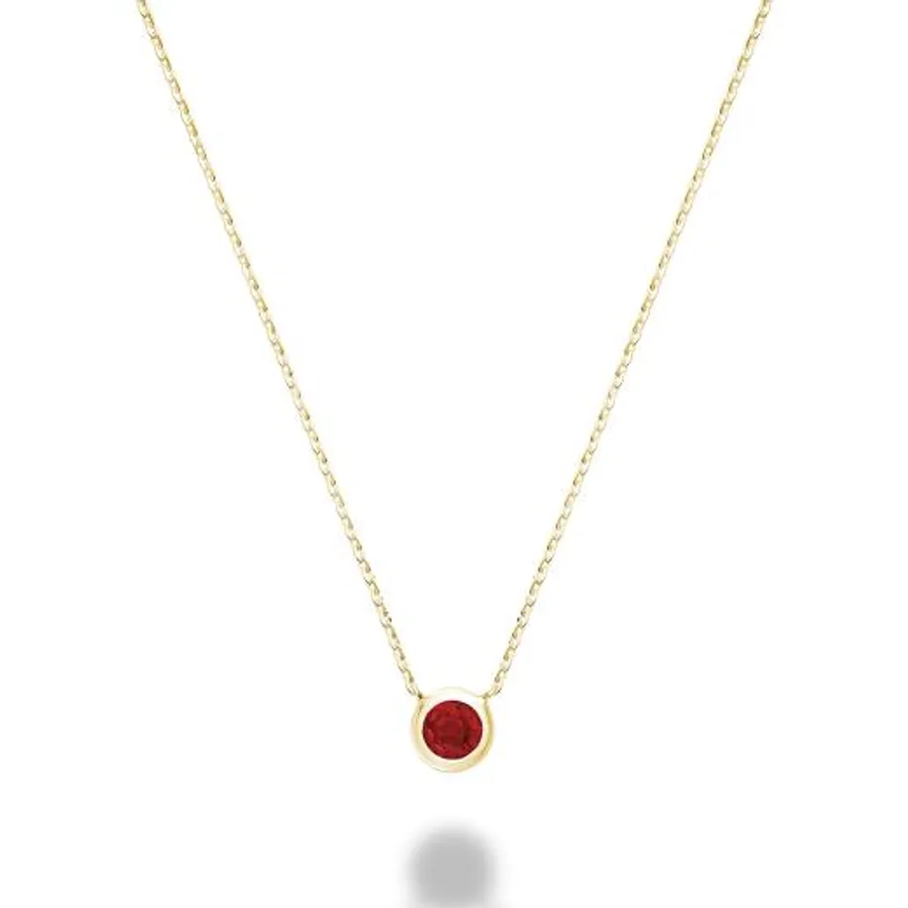 Les Bijoux 10K Yellow Gold Bezel Set Ruby Necklace