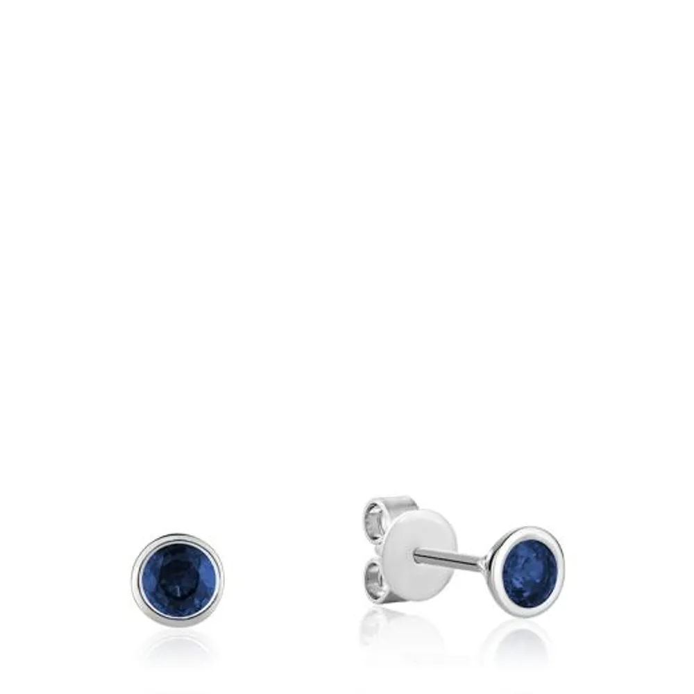 Les Bijoux 10K White Gold Bezel Set Sapphire Earrings