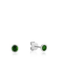 Les Bijoux 10K White Gold Bezel Set Emerald Earrings