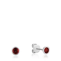 Les Bijoux 10K White Gold Bezel Set Garnet Earrings