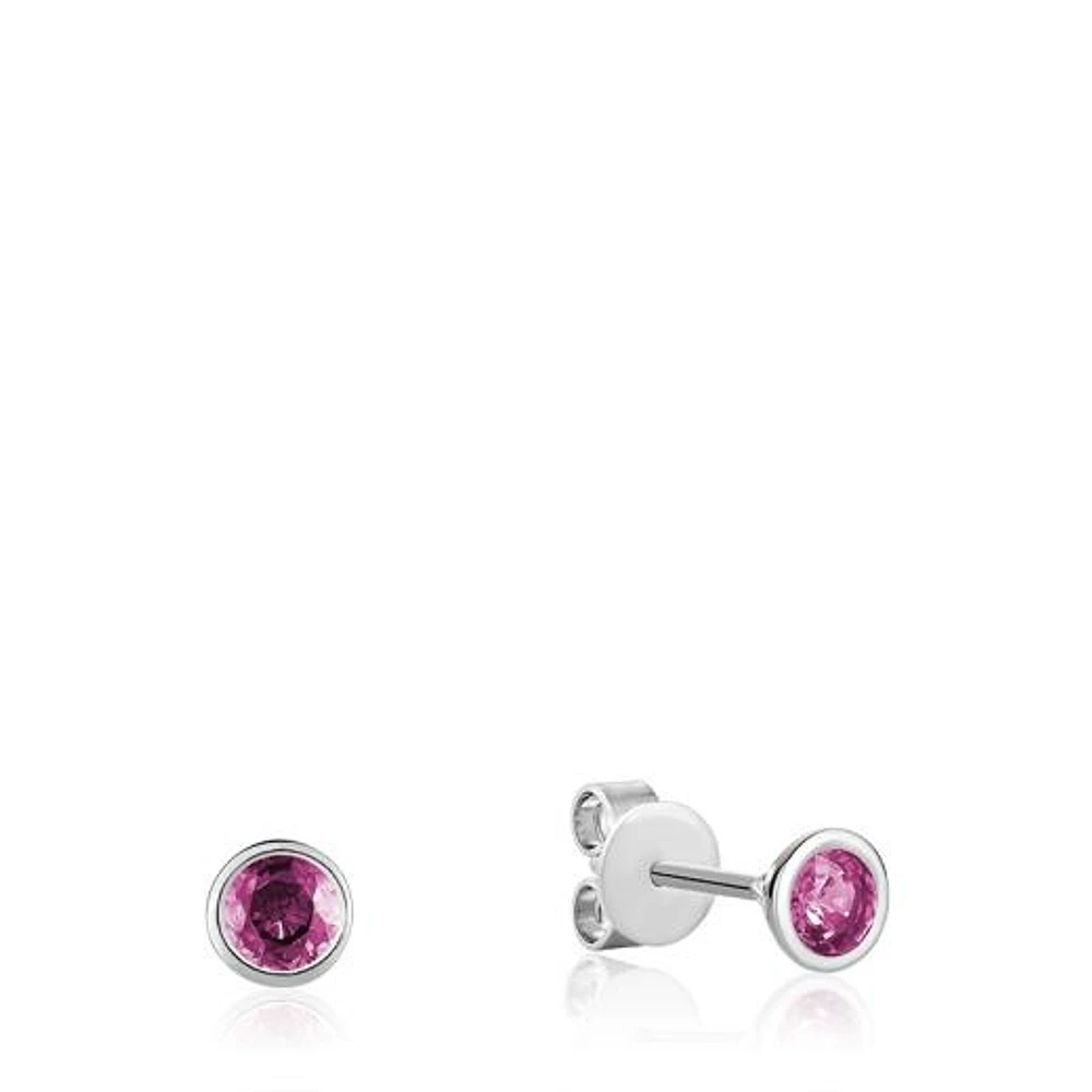 Les Bijoux 10K White Gold Bezel Set Pink Topaz Earrings