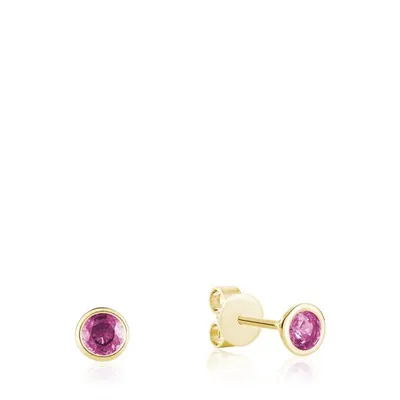 Les Bijoux 10K Gold Bezel Set Pink Topaz Earrings