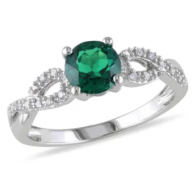 Julianna B 10K White Gold Created Emerald & 0.08CTW Diamond Ring