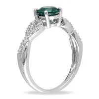 Julianna B 10K White Gold Created Emerald & 0.10CTW Diamond Ring