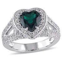 Julianna B Sterling Silver Created Emerald & Created White Sapphire Ring