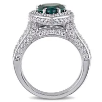 Julianna B Sterling Silver Created Emerald & Created White Sapphire Ring