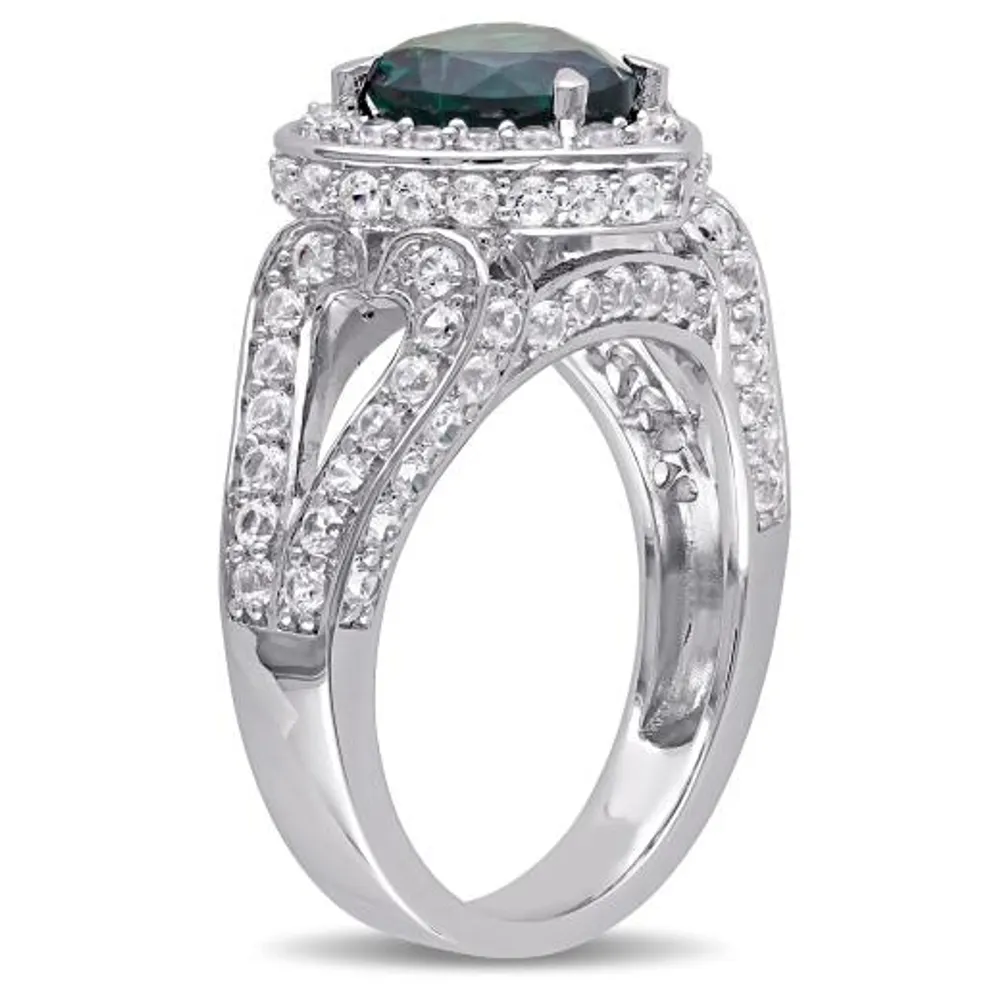 Julianna B Sterling Silver Created Emerald & Created White Sapphire Ring