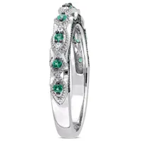 Julianna B 10K White Gold with Black Rhodium Created Emerald & Diamond Ring