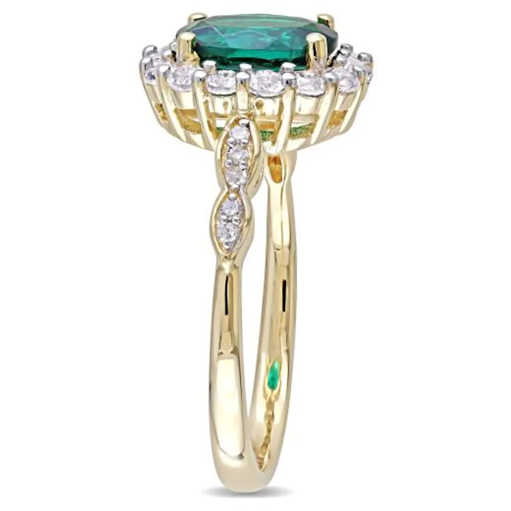 Julianna B 14K Yellow Gold Created Emerald, White Topaz & Diamond Ring