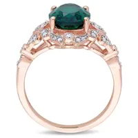 Julianna B 10K Rose Gold Created Emerald & 0.2CTW Diamond Ring