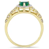 Julianna B 10K Gold Created Emerald & 0.06CTW Diamond Ring