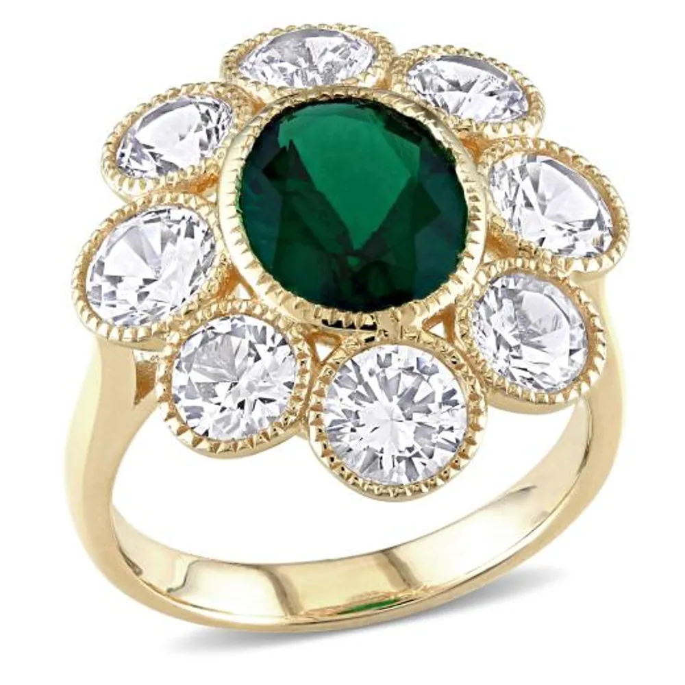 Julianna B 10K Yellow Gold Emerald & Created White Sapphire Ring