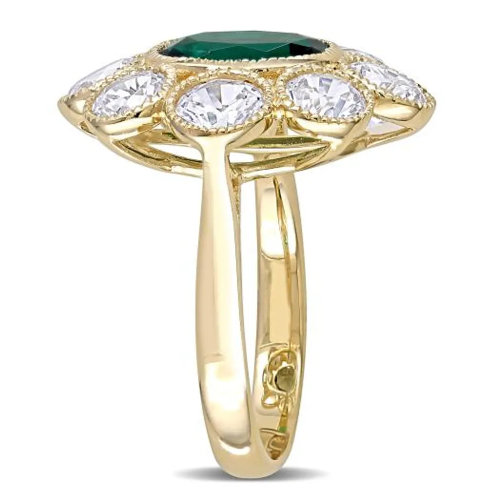 Julianna B 10K Yellow Gold Emerald & Created White Sapphire Ring