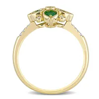 Julianna B 14K Yellow Gold Emerald & 0.10CTW Diamond Ring