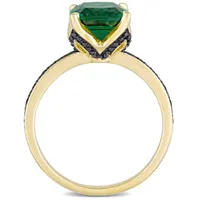 Julianna B 10K Yellow Gold Created Emerald & 0.06CTW Midnight Diamond Ring