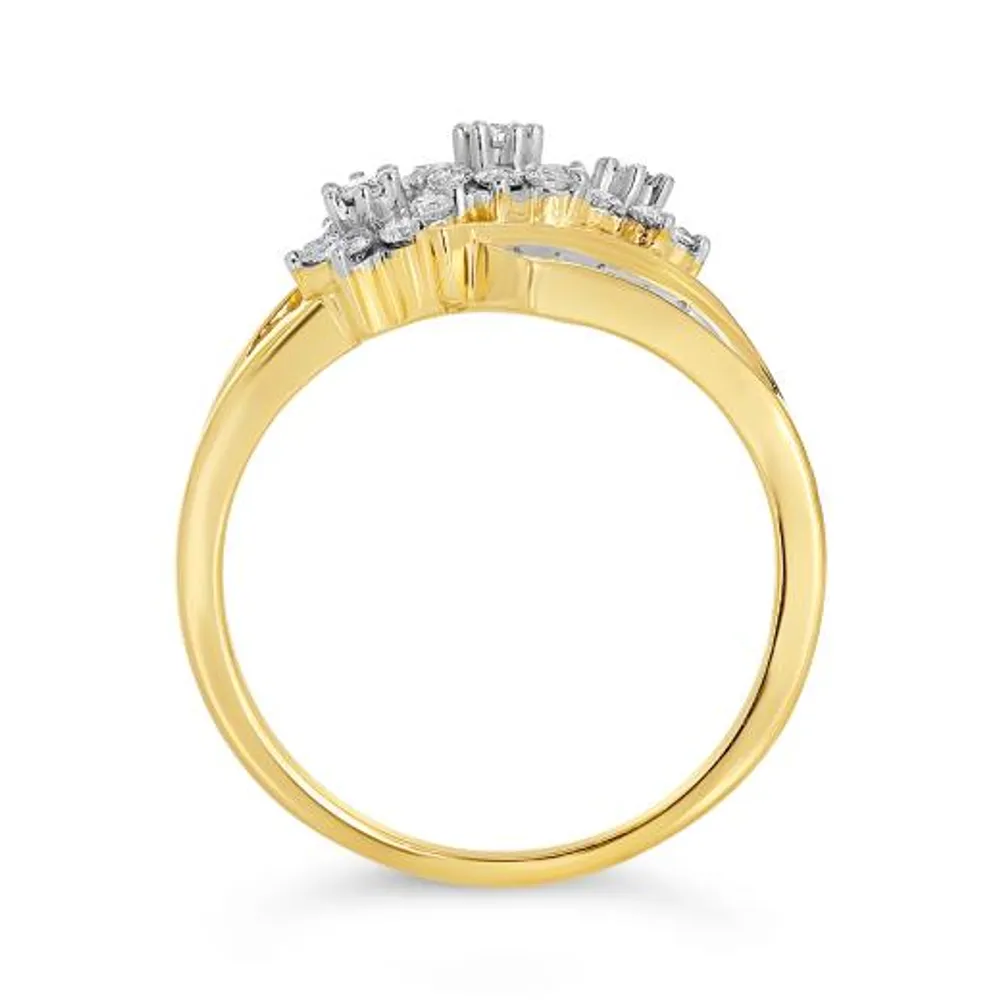 10K Yellow Gold 0.50CTW Diamond Flower Fashion Ring