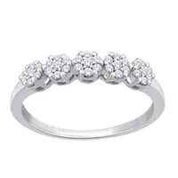 10K White Gold 0.13CTW Diamond Flower Stack Ring