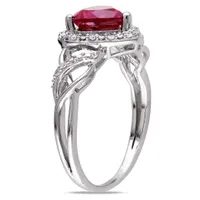 Julianna B Sterling Silver Created Ruby & 0.085CTW Diamond Ring