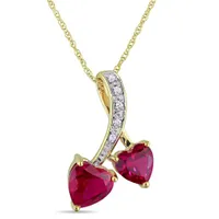 Julianna B 10k Yellow Gold Created Ruby & 0.03CTW Diamond Pendant