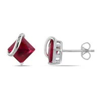 Julianna B 10k White Gold Created Ruby Stud Earrings